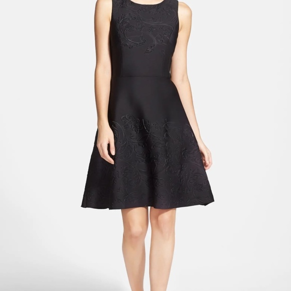 VERA WANG Black Scuba Fit & Flare Cocktail Dress - Picture 2 of 16